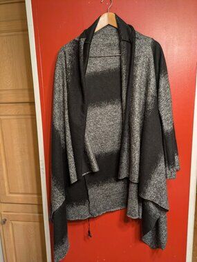 Bryn Walker Waterfall Cardigan Jacket Small Black Gray Wool Blend Draped